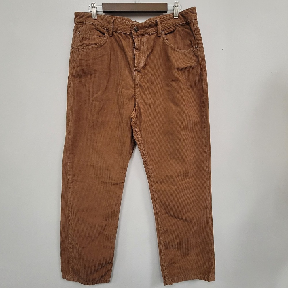 We The Free Womens Wide Wale Corduroy Wide Leg Button Fly Pants Size 32 Brown